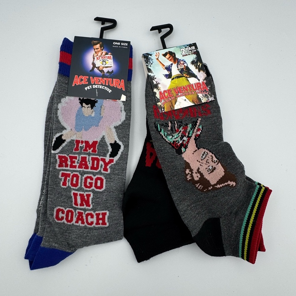 Ace Ventura When Nature Calls Novelty Crew Ankle Socks Unisex Lot Of 3 Pairs New